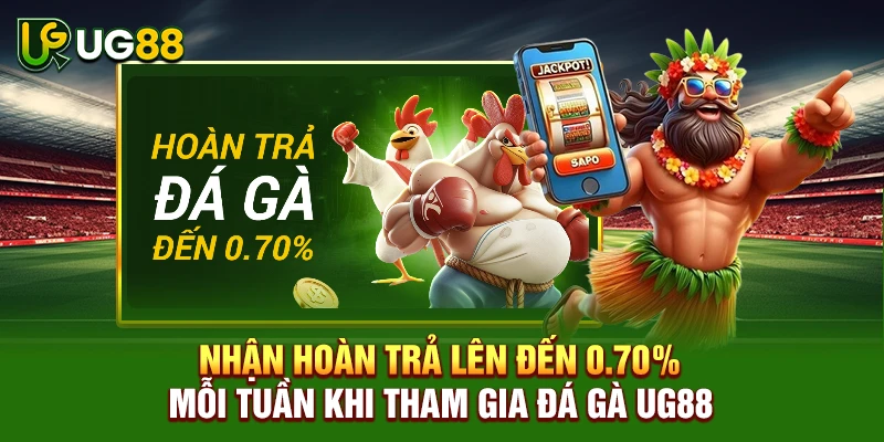 Nhận hoàn trả lên đến 0.70% mỗi tuần khi tham gia đá gà UG88
